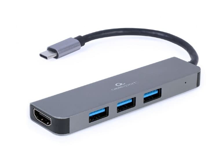 DOCKING Station Gembird universal,2-in-1, conec PC USB Type C, USB-C x 1, USB-A 3.1 x 3, HDMI x 1, argintiu "A-CM-COMBO2-01" — miniatură