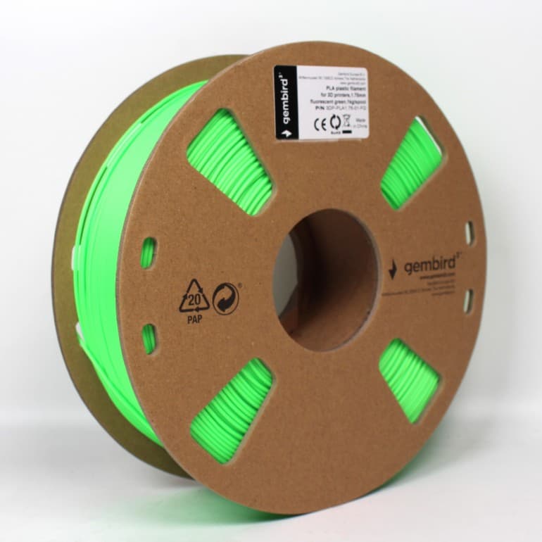 FILAMENT GEMBIRD pt. imprimanta 3d, ABS, 1.75mm diamentru, 1Kg / bobina, aprox. 400m, topire 225-240 grC, flame-bright green, "3DP-ABS1.75-01-FG" — miniatură