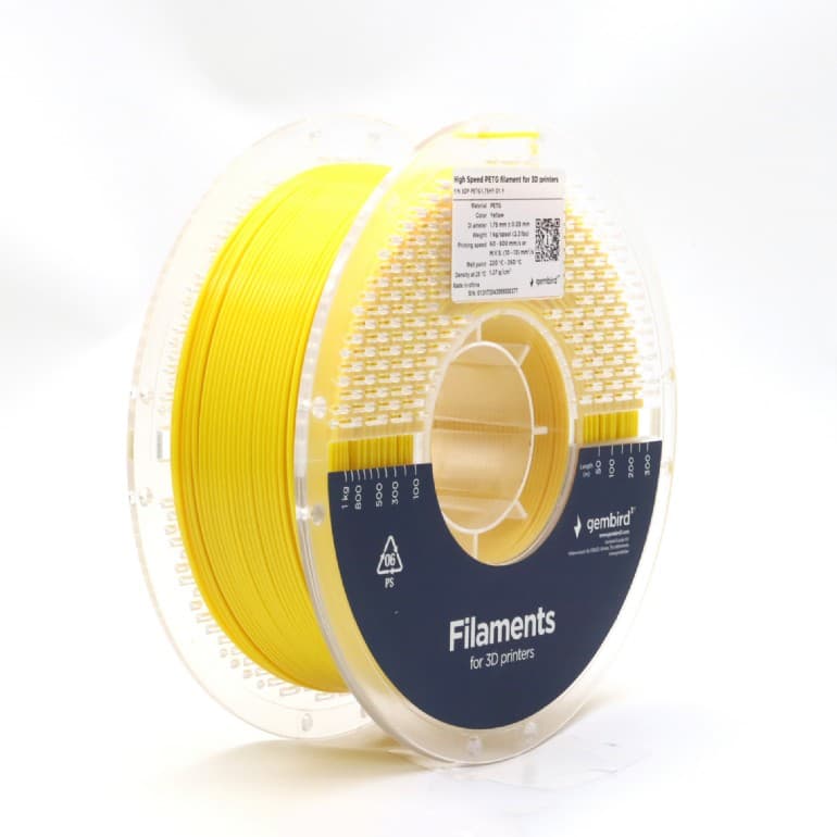 FILAMENT GEMBIRD pt. imprimanta 3d, PLA, 1.75mm diamentru, 1Kg / bobina, aprox. 330m, topire 210-240 grC, yellow, "3DP-PLA1.75HY-01-Y"
