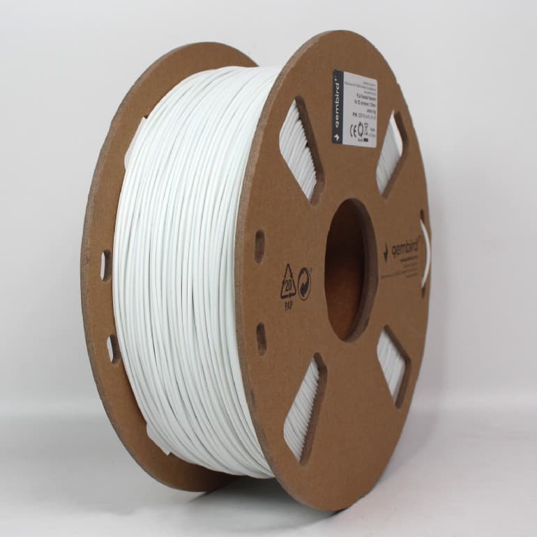 FILAMENT GEMBIRD pt. imprimanta 3d, PLA, 1.75mm diamentru, 1Kg / bobina, aprox. 340m, topire 195-220 grC, flexibil, white, "3DP-PLA-FL-01-W"
