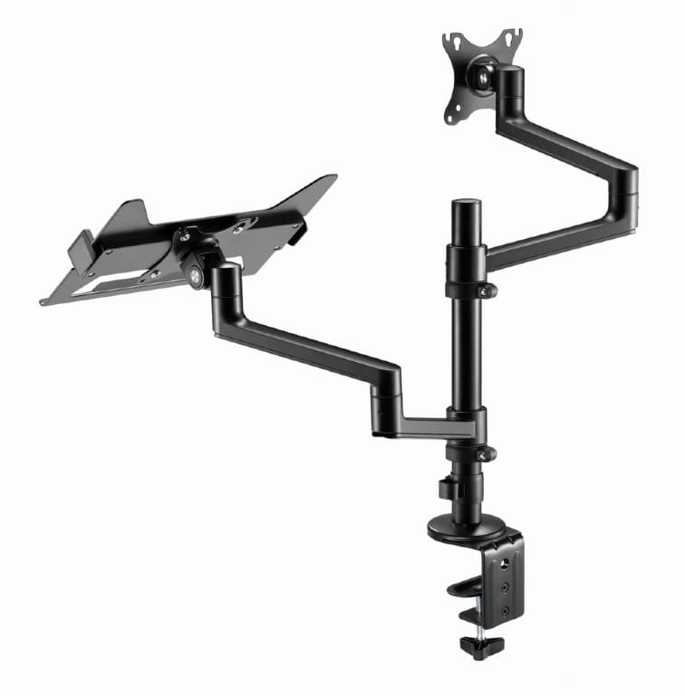 SUPORT de birou Gembird, pt 1 TV/monitor plat + 1 notebook 15.6", diag. max 32 inch, rotatie, inclinare, pivotare, orizontal, vertical, max 2x8 kg, "MA-DA-04" — miniatură