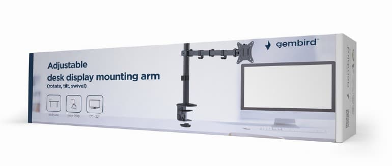 SUPORT de birou Gembird, pt 1 TV/monitor plat, diag. max 32 inch, rotatie, inclinare, pivotare, max 9 kg, "MA-D1-01" — miniatură