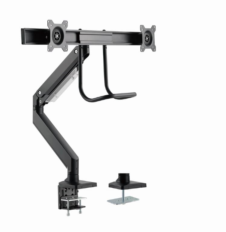 SUPORT de birou Gembird, pt 2 TV/monitor plat, diag. max 32 inch, rotatie, inclinare, pivotare, orizontal, vertical, max 2x8 kg, "MA-DA2-04" — miniatură