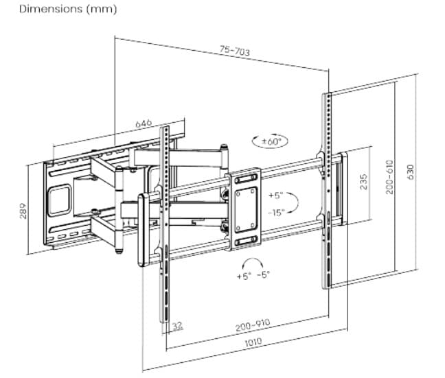SUPORT de perete GEMBIRD, pt 1 TV/monitor plat, diag. max 60" - 120", rotatie, inclinare, pliere, max 120 kg, "WM-120ST-01" — miniatură