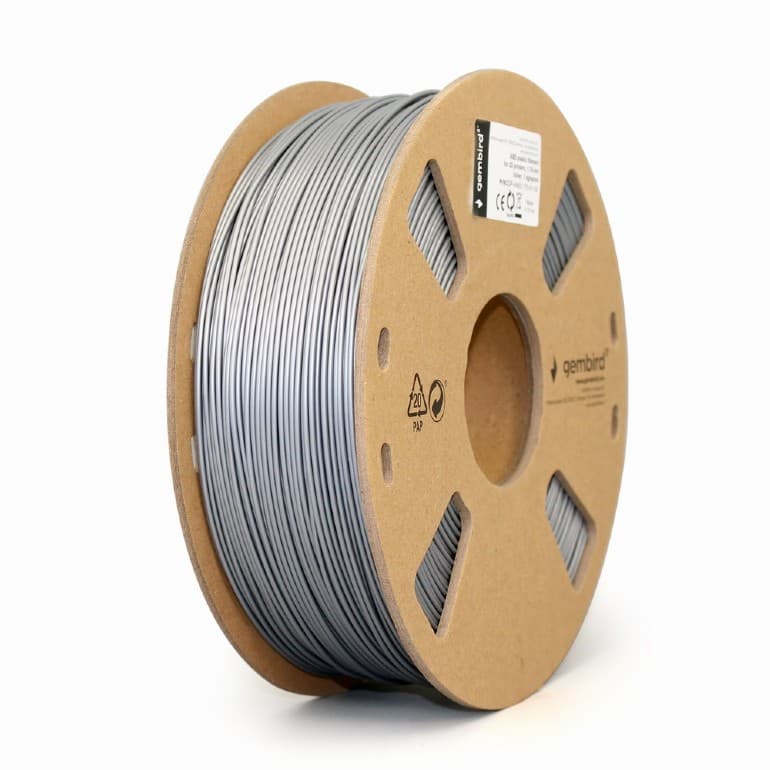 FILAMENT GEMBIRD pt. imprimanta 3d, ABS, 1.75mm diamentru, 1Kg / bobina, aprox. 400m, topire 225-240 grC, silver, "3DP-ABS1.75-01-S"
