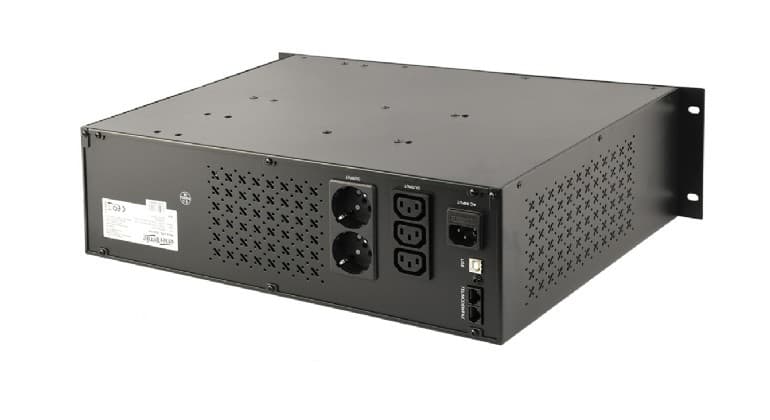 UPS GEMBIRD Line Interactive cu Sinusoida Simulata, rackabil, 2000VA/ 1200W, AVR, 3 x socket IEC + 2 x Schuko, display LCD, 2 x baterie 12V/9Ah, con. USB, 3.4U, "UPS-RACK-2000" — miniatură