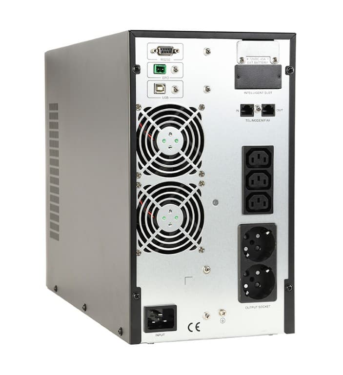 UPS GEMBIRD Online cu Sinusoida Pura, tower, 2000VA/ 1800W, AVR, 3 x socket IEC + 2 x Schuko, display LCD, 6 x baterie 12V/7Ah, con. USB, dubla conversie, "EG-UPSO-2000" — miniatură