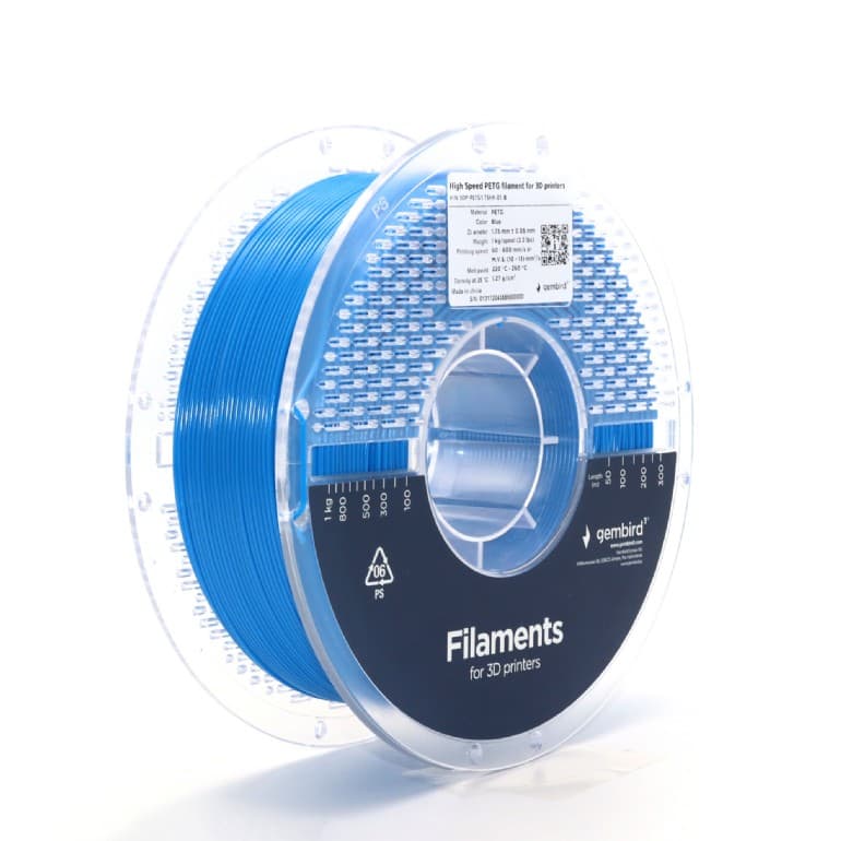 FILAMENT GEMBIRD pt. imprimanta 3d, PETG, 1.75mm diamentru, 1Kg / bobina, topire 220-260 grC, high speed, blue, "3DP-PETG1.75HY-01-B"