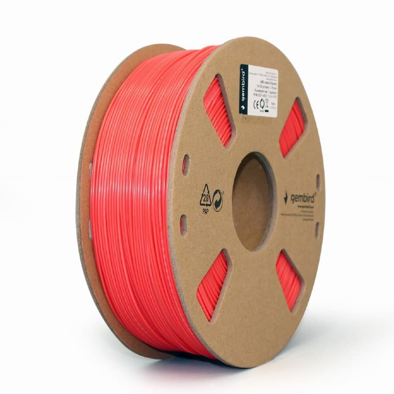 FILAMENT GEMBIRD pt. imprimanta 3d, ABS, 1.75mm diamentru, 1Kg / bobina, aprox. 400m, topire 225-240 grC, flame-bright red, "3DP-ABS1.75-01-FR"
