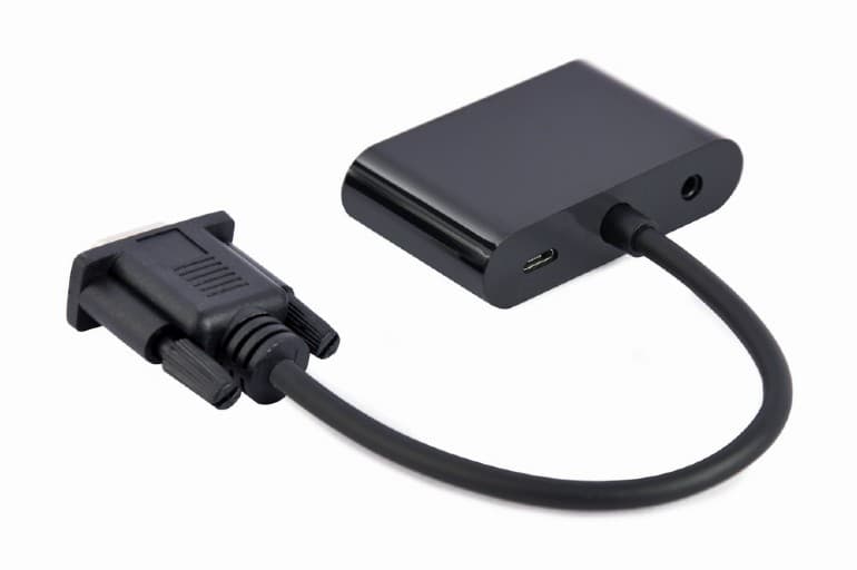 ADAPTOR video GEMBIRD, adaptor VGA (T) la HDMI (M) + VGA (M), 15cm, rezolutie maxima Full HD (1980 x 1060) la 60Hz, USB power, negru, "A-VGA-HDMI-02"