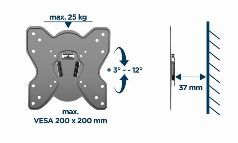 SUPORT de perete GEMBIRD, pt 1 TV/monitor, diag. max 23" - 42", inclinare, max 25 kg, "WM-42T-03" — miniatură
