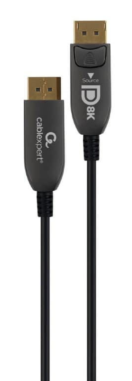 CABLU video GEMBIRD, DisplayPort (T) la DisplayPort (T), 20m, premium AOC (Active Optical Cable), conectori auriti, rezolutie maxima 8K (7680 x 4320) la 60 Hz, negru, "CC-DP8K-AOC-20M"
