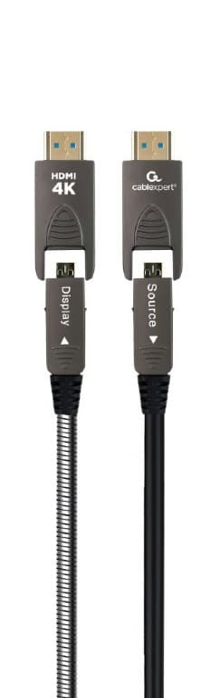 CABLU video GEMBIRD, HDMI (T) la HDMI (T), 30m, premium AOC (Active Optical Cable), conectori auriti, rezolutie maxima 4K (3840 x 2160) la 60 Hz, negru, "CCAP-HDMIDD-AOC-30M"