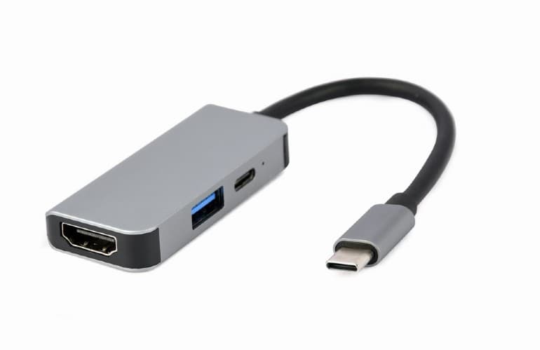 DOCKING Station Gembird universal,3-in-1, conec PC USB Type C, USB-C x 1, USB-A 3.1 x 1, HDMI x 1, PD 87W, argintiu "A-CM-COMBO3-02"
