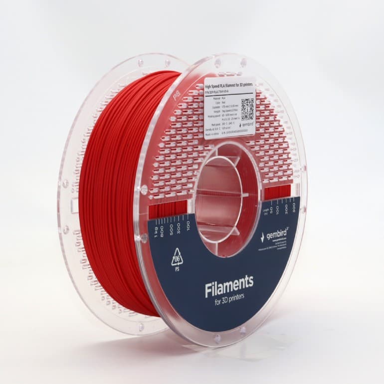 FILAMENT GEMBIRD pt. imprimanta 3d, PLA, 1.75mm diamentru, 1Kg / bobina, aprox. 330m, topire 210-240 grC, red, "3DP-PLA1.75HY-01-R"