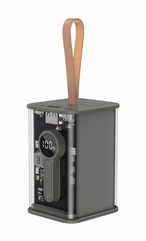 POWER BANK GEMBIRD 18000mAh, 20W, 1 x USB; 1 x USB Type-C, digital display pt. status baterie, max. 3A, transparent, negru, "PB18-TQC3-01" — miniatură