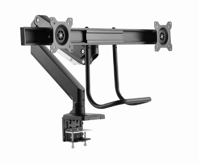 SUPORT de birou Gembird, pt 2 TV/monitor plat, diag. max 32 inch, rotatie, inclinare, pivotare, orizontal, vertical, max 2x8 kg, "MA-DA2-04" — miniatură