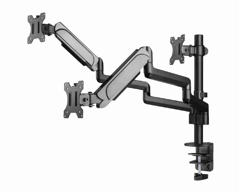 SUPORT de birou Gembird, pt 3 TV/monitor plat, diag. max 32 inch, rotatie, inclinare, pivotare, orizontal, vertical, max 3x7 kg, gas-springs, "MA-DA3-01" — miniatură