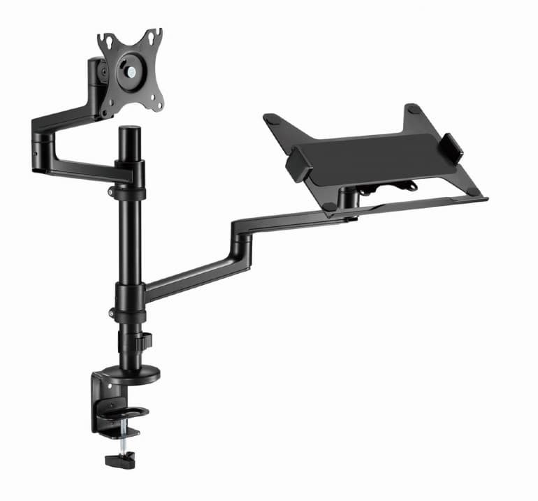 SUPORT de birou Gembird, pt 1 TV/monitor plat + 1 notebook 15.6", diag. max 32 inch, rotatie, inclinare, pivotare, orizontal, vertical, max 2x8 kg, "MA-DA-04" — miniatură