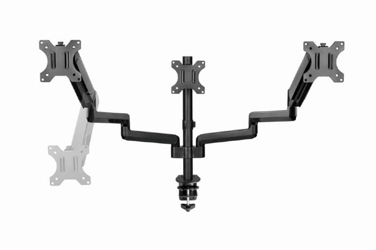 SUPORT de birou Gembird, pt 3 TV/monitor plat, diag. max 32 inch, rotatie, inclinare, pivotare, orizontal, vertical, max 3x7 kg, gas-springs, "MA-DA3-01"