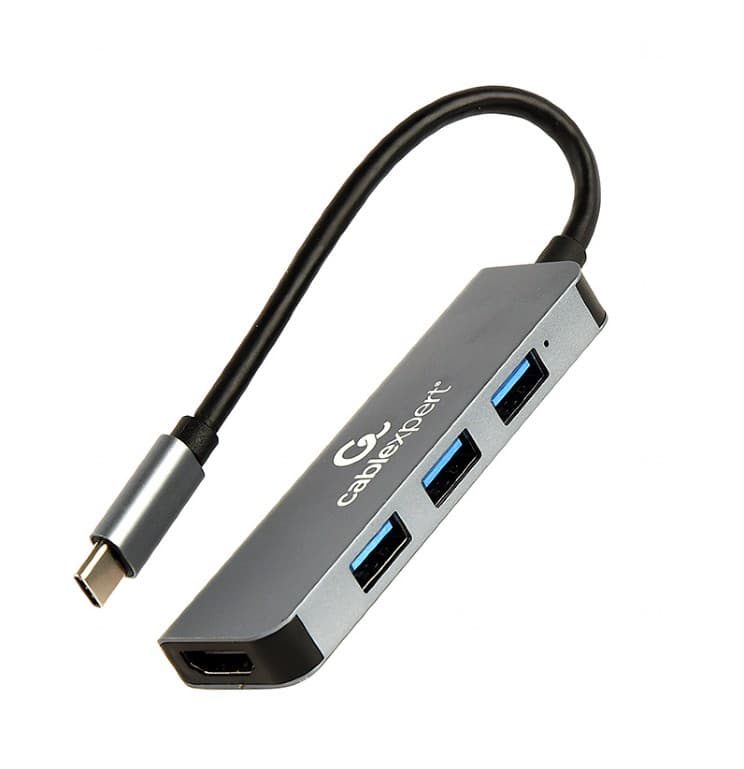 DOCKING Station Gembird universal,2-in-1, conec PC USB Type C, USB-C x 1, USB-A 3.1 x 3, HDMI x 1, argintiu "A-CM-COMBO2-01"