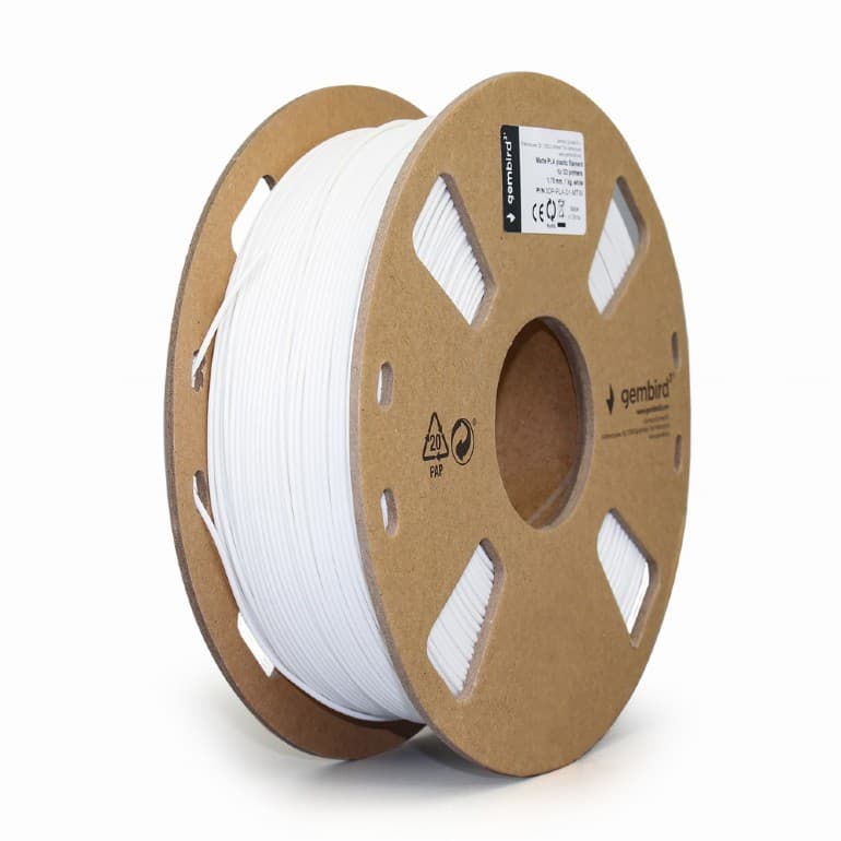 FILAMENT GEMBIRD pt. imprimanta 3d, PLA, 1.75mm diamentru, 1Kg / bobina, aprox. 340m, topire 190-220 grC, white, "3DP-PLA-01-MTW"