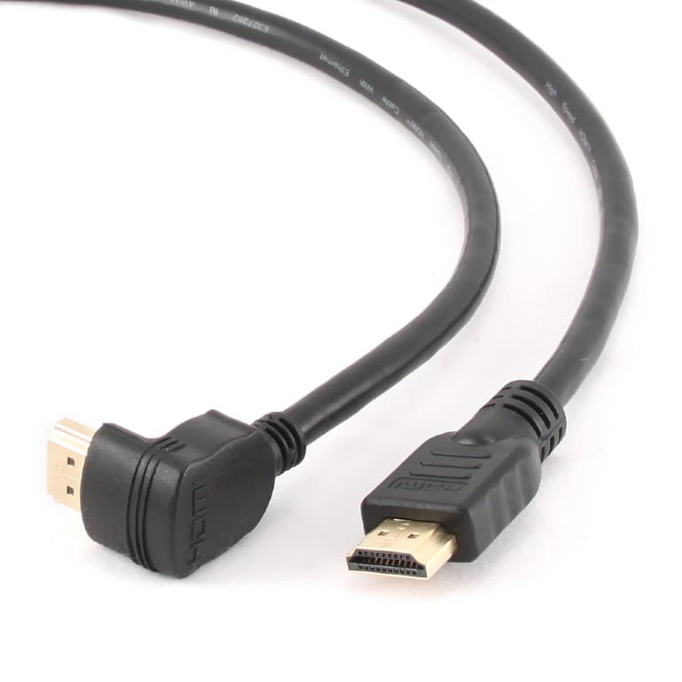 CABLU video GEMBIRD, HDMI (T) la HDMI (T), 3m, conectori auriti, rezolutie maxima 4K (3840 x 2160) la 60 Hz, 90 grade, negru, "CC-HDMI490-10" — miniatură