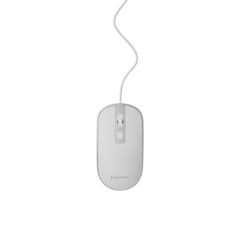 MOUSE GEMBIRD, PC sau NB, cu fir, USB, optic, 1200 dpi, butoane/scroll 4/1, cablu 1.35m, alb-argintiu, "MUS-4B-06-WS"