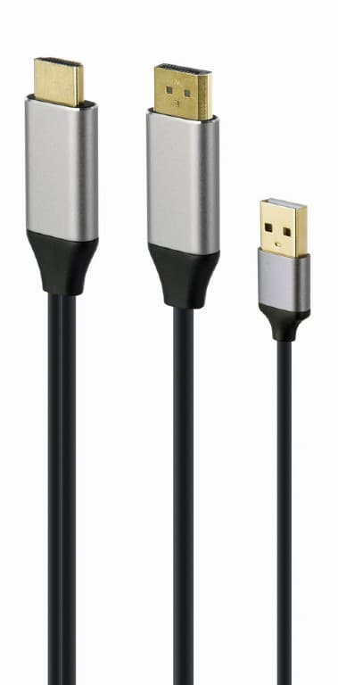 ADAPTOR video GEMBIRD, adaptor HDMI (T) la DisplayPort (T), 2m, rezolutie maxima 4K (3840 x 2160) la 60Hz, USB power, negru, "A-HDMIM-DPM-01" — miniatură