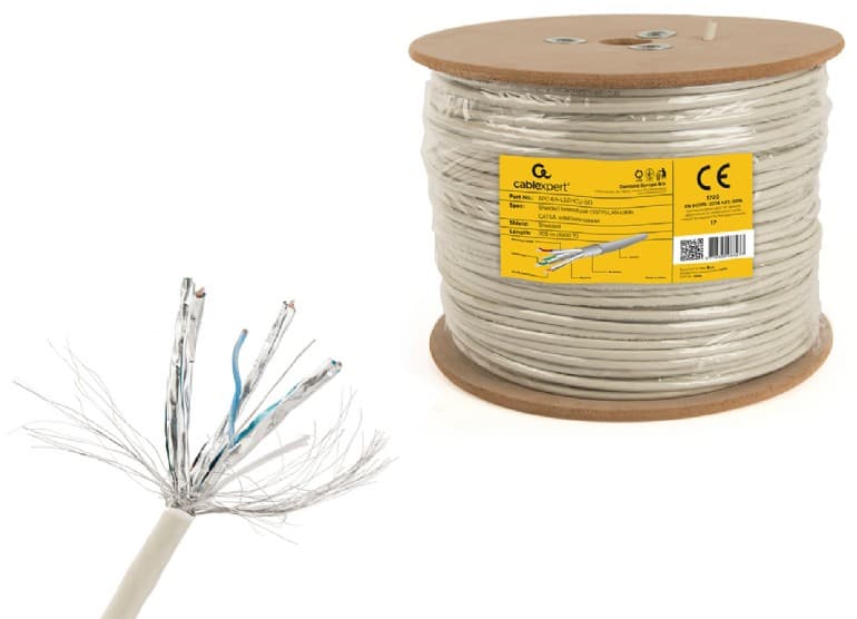 ROLA CABLU SSTP GEMBIRD, Cat6a, 305m, Cupru, Solid, LSZH, AWG23, gri, max. 100m, "SPC-6A-LSZHCU-SO" — miniatură