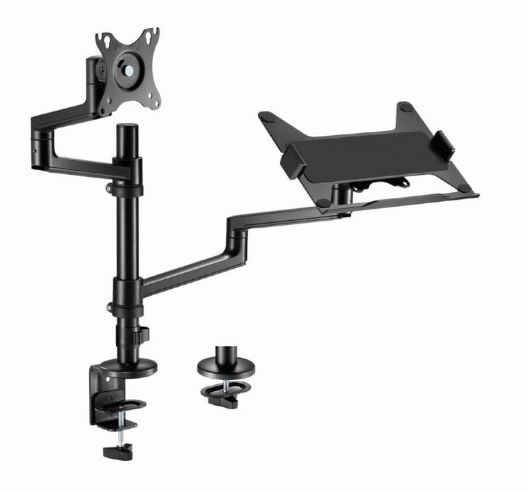 SUPORT de birou Gembird, pt 1 TV/monitor plat + 1 notebook 15.6", diag. max 32 inch, rotatie, inclinare, pivotare, orizontal, vertical, max 2x8 kg, "MA-DA-04" — miniatură