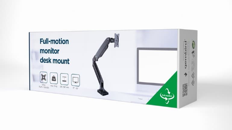 SUPORT de birou Gembird, pt 1 TV/monitor plat, diag. max 35 inch, rotatie, inclinare, pivotare, orizontal, vertical, max 10 kg, "MA-DA1-03" — miniatură