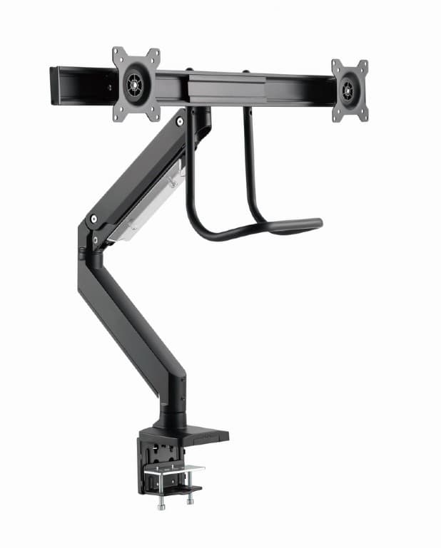 SUPORT de birou Gembird, pt 2 TV/monitor plat, diag. max 32 inch, rotatie, inclinare, pivotare, orizontal, vertical, max 2x8 kg, "MA-DA2-04" — miniatură