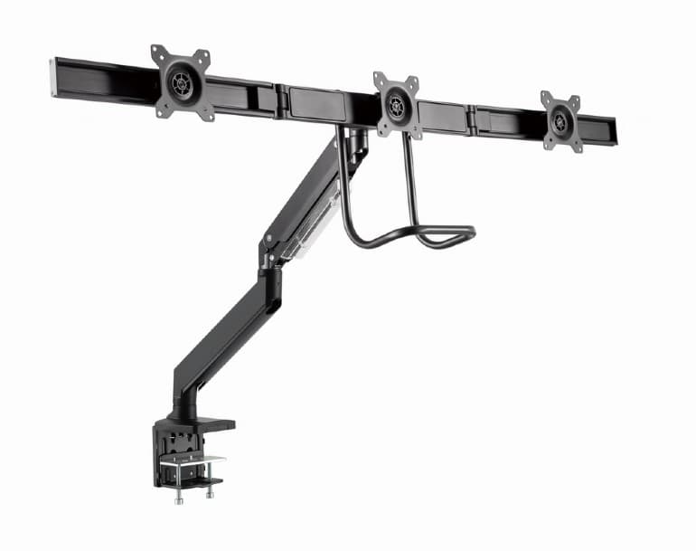SUPORT de birou Gembird, pt 3 TV/monitor plat, diag. max 27 inch, rotatie, inclinare, pivotare, orizontal, vertical, max 3x6 kg, gas-springs, "MA-DA3-03" — miniatură