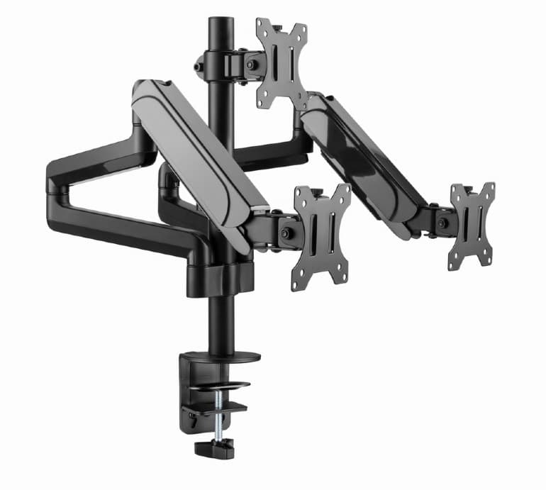 SUPORT de birou Gembird, pt 3 TV/monitor plat, diag. max 32 inch, rotatie, inclinare, pivotare, orizontal, vertical, max 3x7 kg, gas-springs, "MA-DA3-01" — miniatură