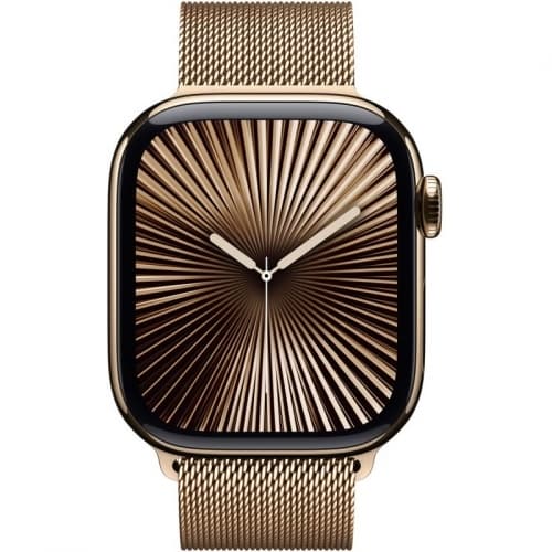 Apple Watch S10 Cellular 46mm Gold Titanium Case with Gold Milanese Loop - S/M "mc7t4qc/a"