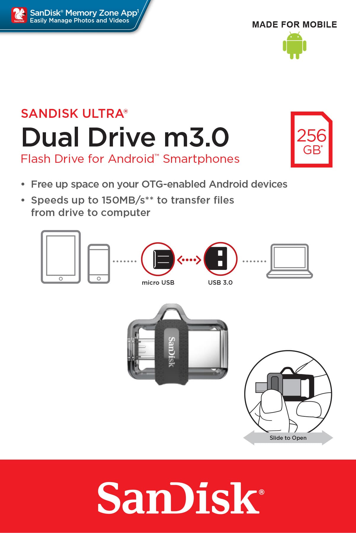 Memorie USB ULTRA DUAL DRIVE m3.0 256GB 150MB/s "SDDD3-256G-G46" — miniatură