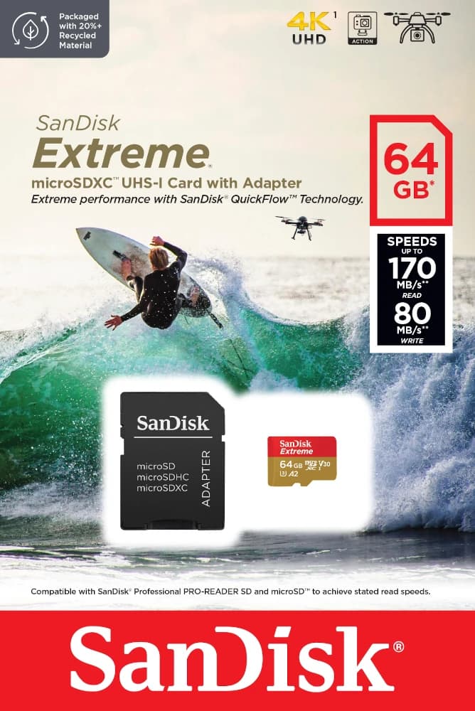 Card memorie Extreme 64 GB MicroSDXC UHS-I Class 10 "SDSQXAH-064G-GN6AA" — miniatură