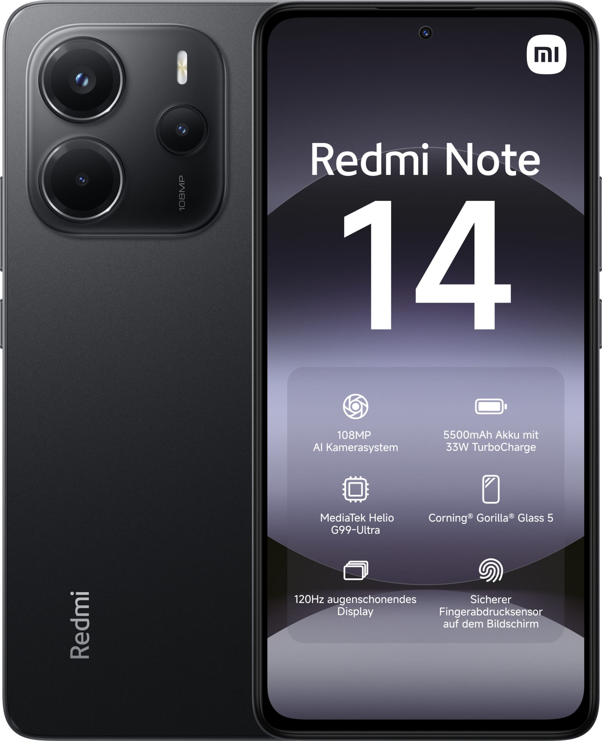Smartphone Redmi Note 14 128GB 6GB RAM Dual SIM Midnight Black "VX6932554408008"