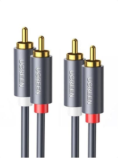 CABLU audio Ugreen, "AV104" 2 x RCA (T) la 2 x RCA (T), 3m, conectori auriti, negru "10519" - 6957303815197