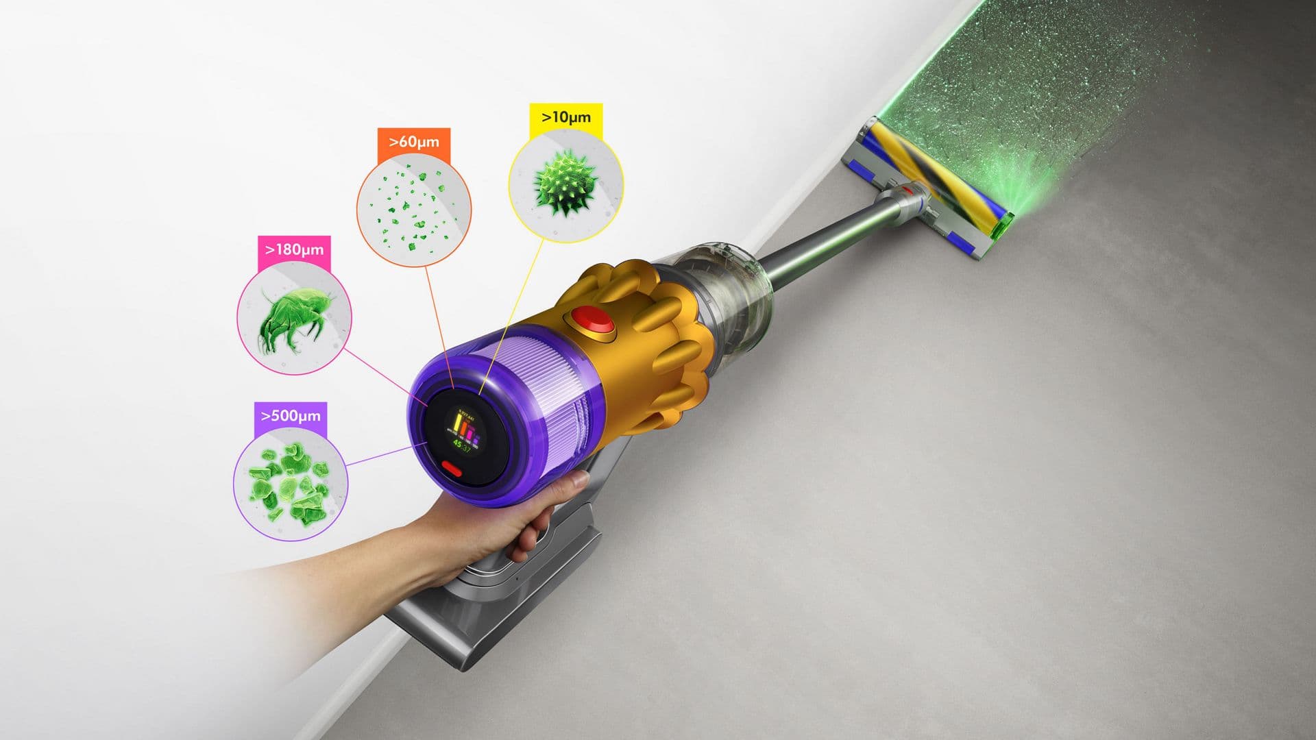 Dyson Aspirator vertical fara fir V12 Detect Slim Absolute 2023, 0.35 L, 545 W (Galben/Nichel) "448884-01" — miniatură