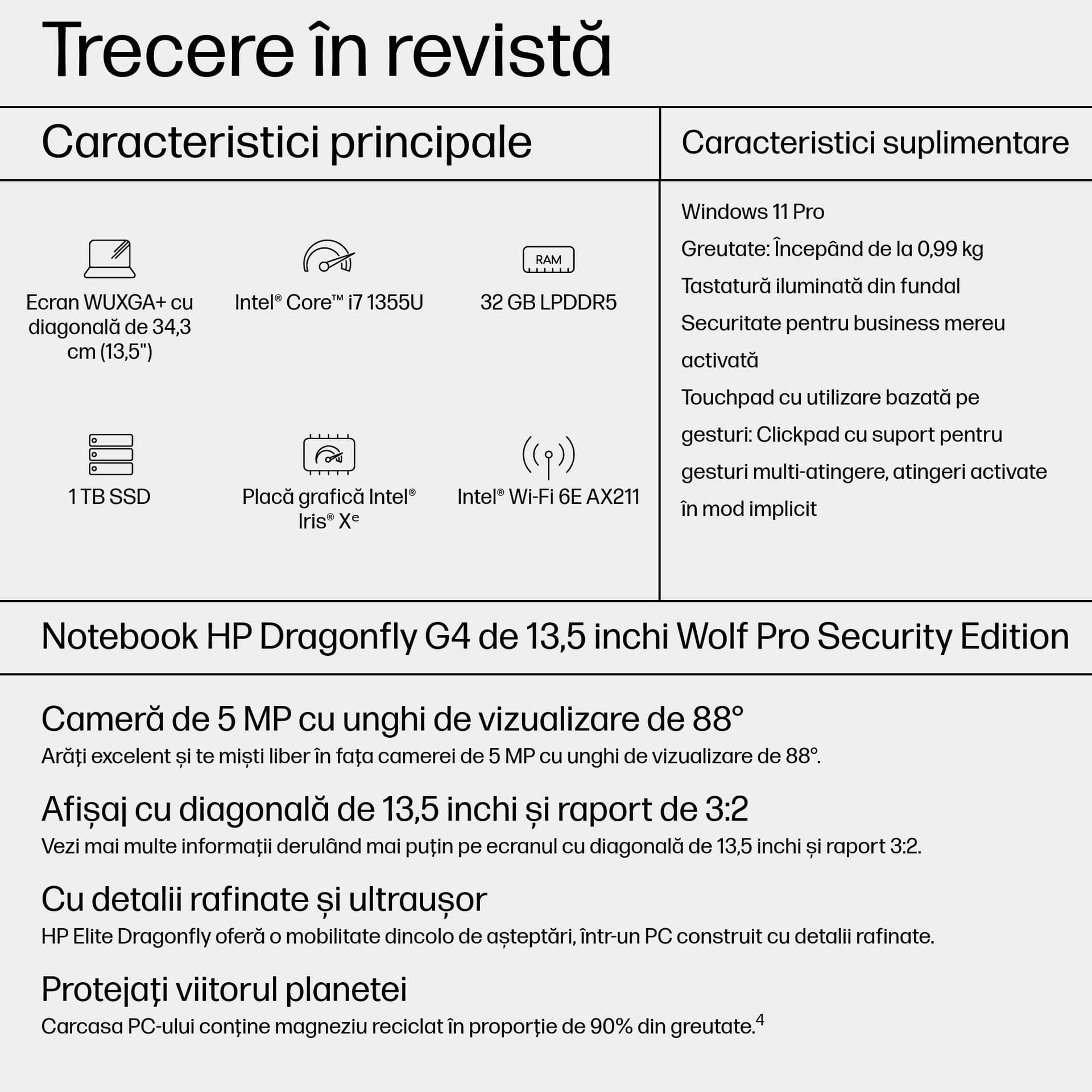 NB DRAGONFLY G4 CI7-1355U 13"/32GB/1TB W11P 7L815ET HP "7L815ET" ( — miniatură