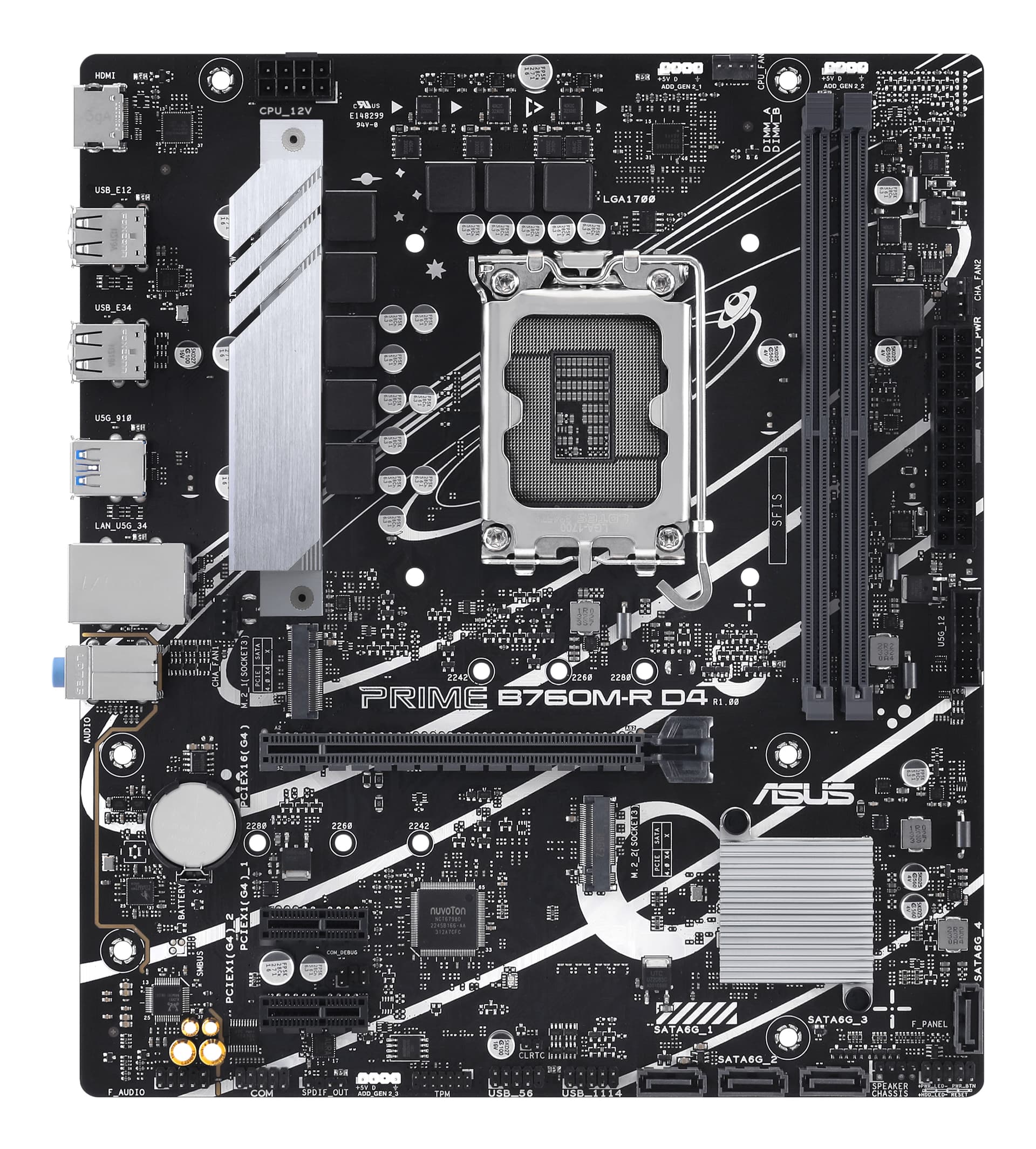 Placa de baza PRIME B760M-R D4, Intel B760, socket 1700, mATX "90MB1HA0-M0EAY0" — miniatură