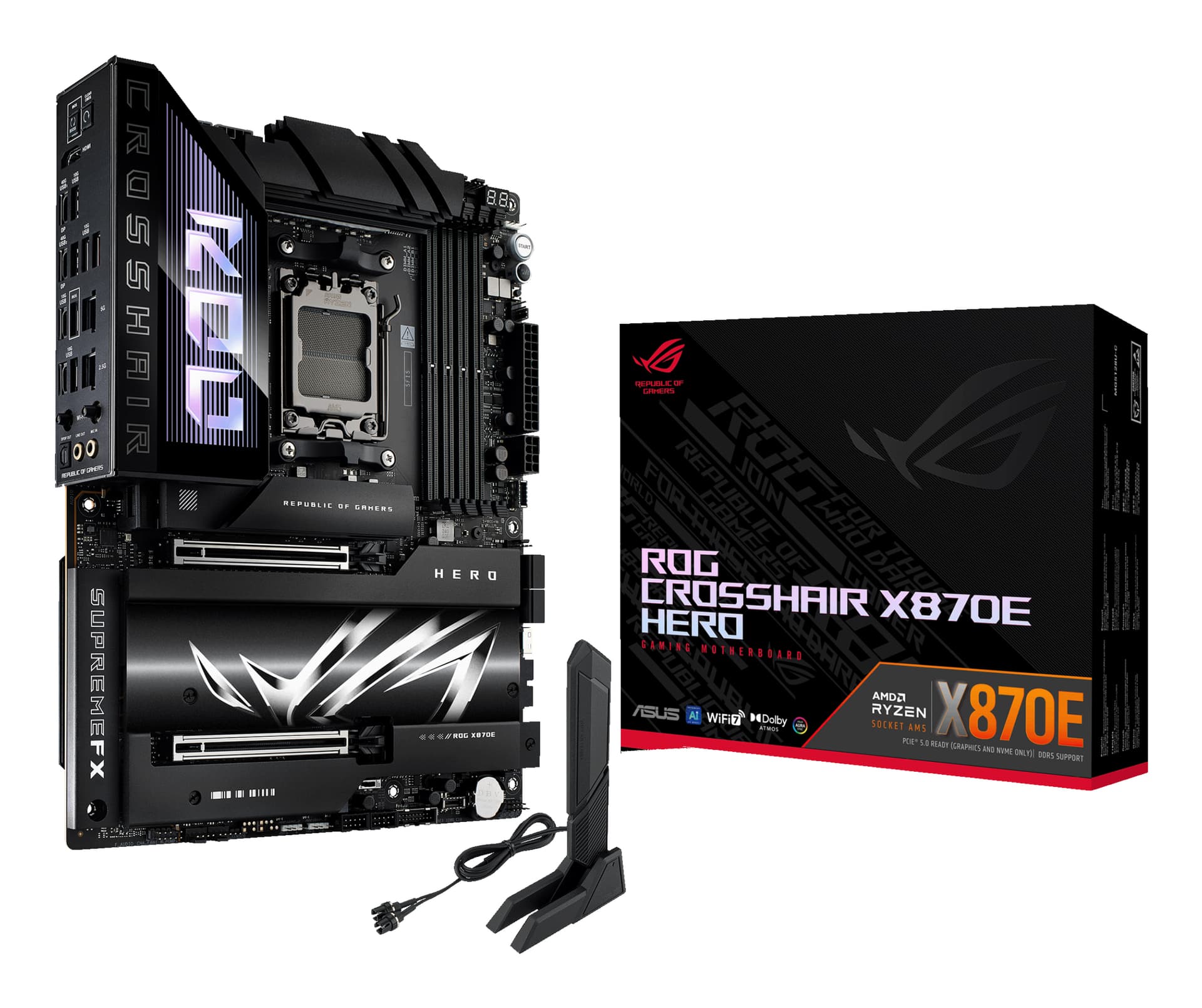 Placa de baza ROG CROSSHAIR X870E HERO, AMD X870E, Socket AM5, ATX "90MB1IE0-M0EAY0"