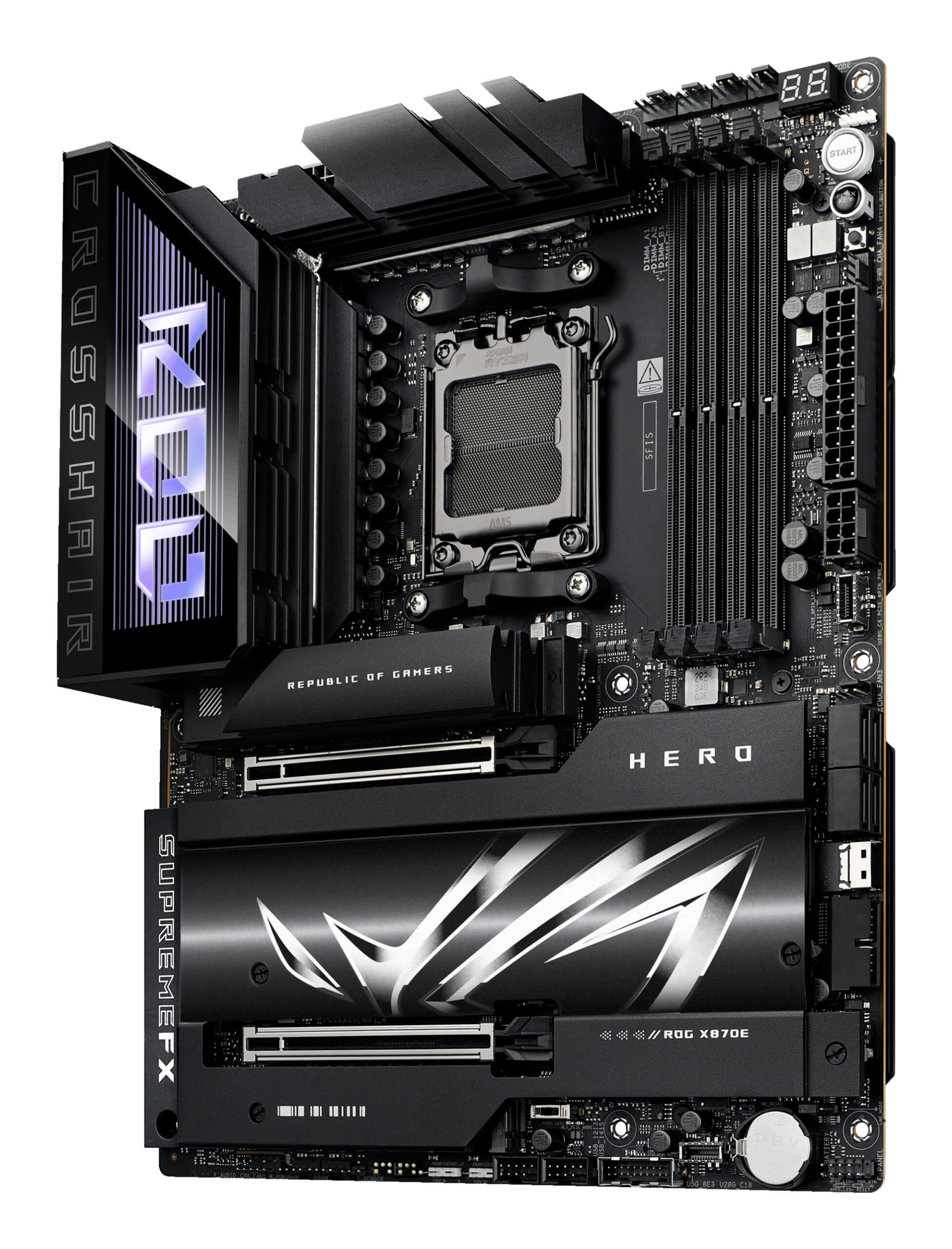 Placa de baza ROG CROSSHAIR X870E HERO, AMD X870E, Socket AM5, ATX "90MB1IE0-M0EAY0" — miniatură