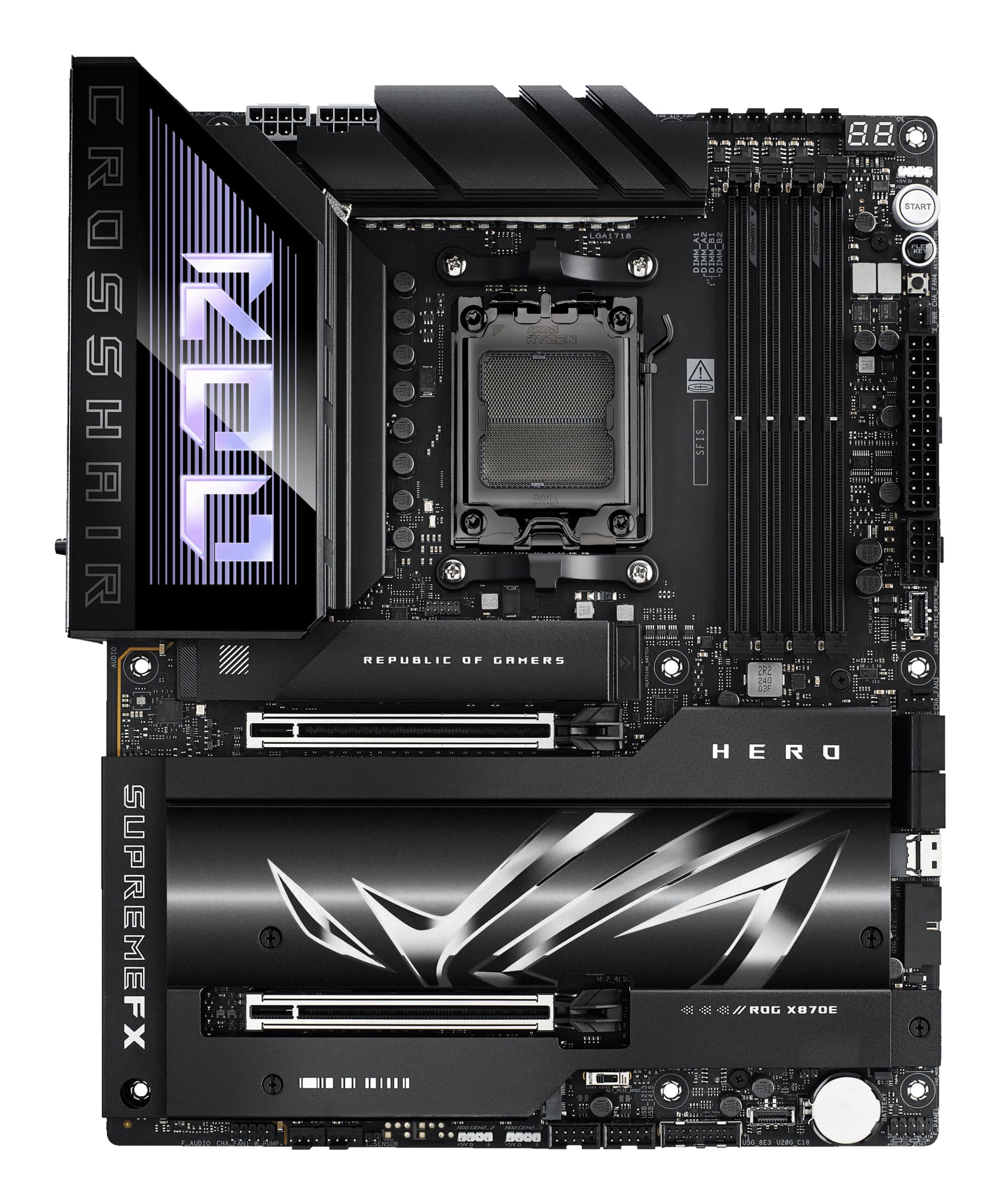Placa de baza ROG CROSSHAIR X870E HERO, AMD X870E, Socket AM5, ATX "90MB1IE0-M0EAY0" — miniatură