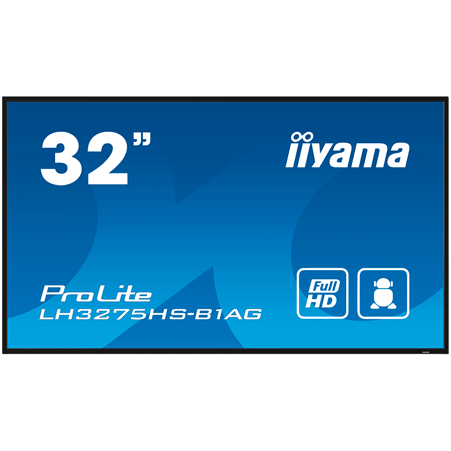 IIYAMA LFD LH3275HS-B1AG 32" Full HD Professional Digital Signage 24/7 31.5" 1920 x 1080 @60Hz 500 cd/m2 1200:1 8ms Android 11 OS, iiSignage2, FailOver, EShare landscape, portrait "LH3275HS-B1AG"