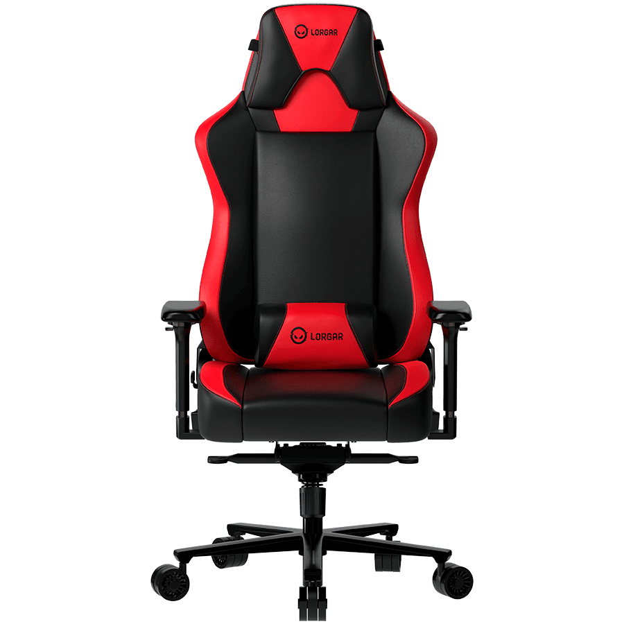 LORGAR Base 311, Gaming chair, PU eco-leather, 1.8 mm metal frame, multiblock mechanism, 4D armrests, 5 Star aluminium base, Class-4 gas lift, 75mm PU casters, Black + red "LRG-CHR311BR"