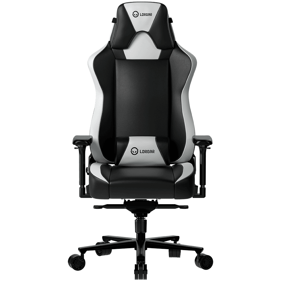 LORGAR Base 311, Gaming chair, PU eco-leather, 1.8 mm metal frame, multiblock mechanism, 4D armrests, 5 Star aluminium base, Class-4 gas lift, 75mm PU casters, Black + white "LRG-CHR311BW"