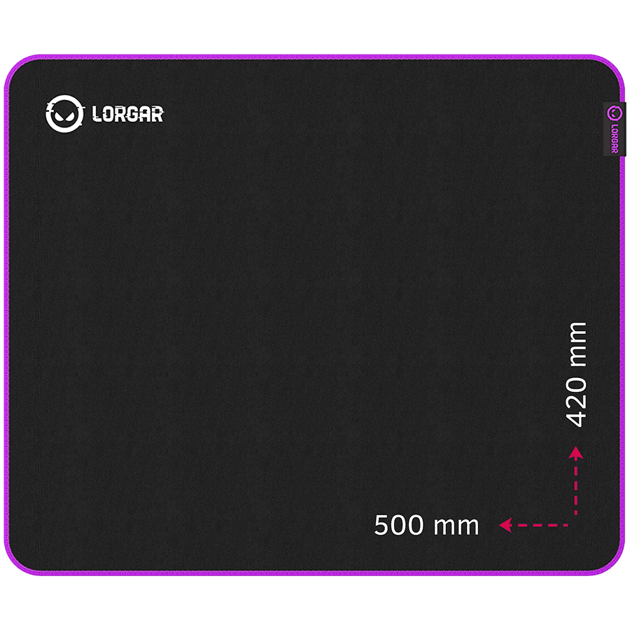 Lorgar Main 315, Gaming mouse pad, High-speed surface, Purple anti-slip rubber base, size: 500mm x 420mm x 3mm, weight 0.39kg "LRG-GMP315"